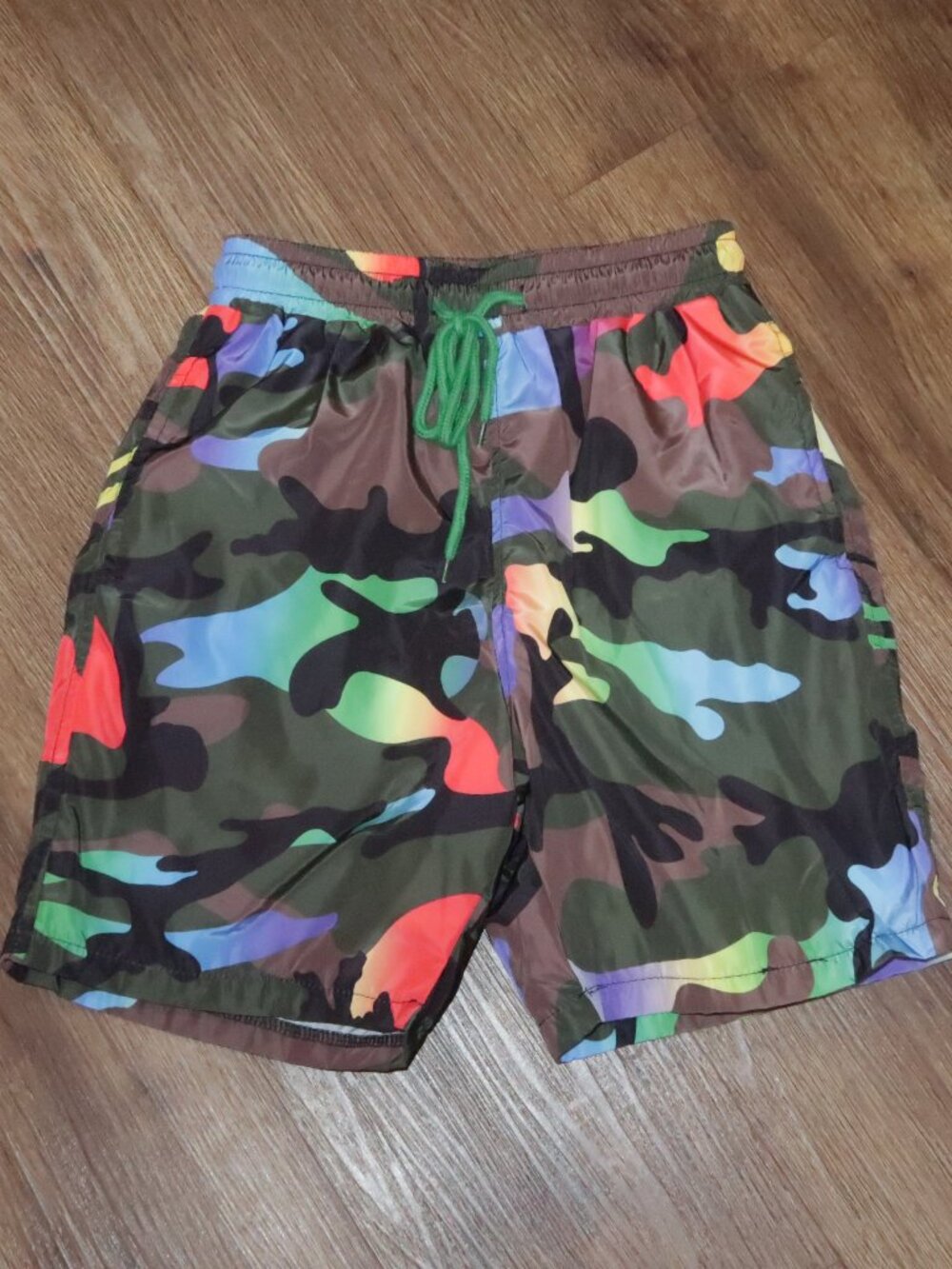Lola + The Boys Multi Colored Camo Camouflage Print Swim Trunks Shorts size 12